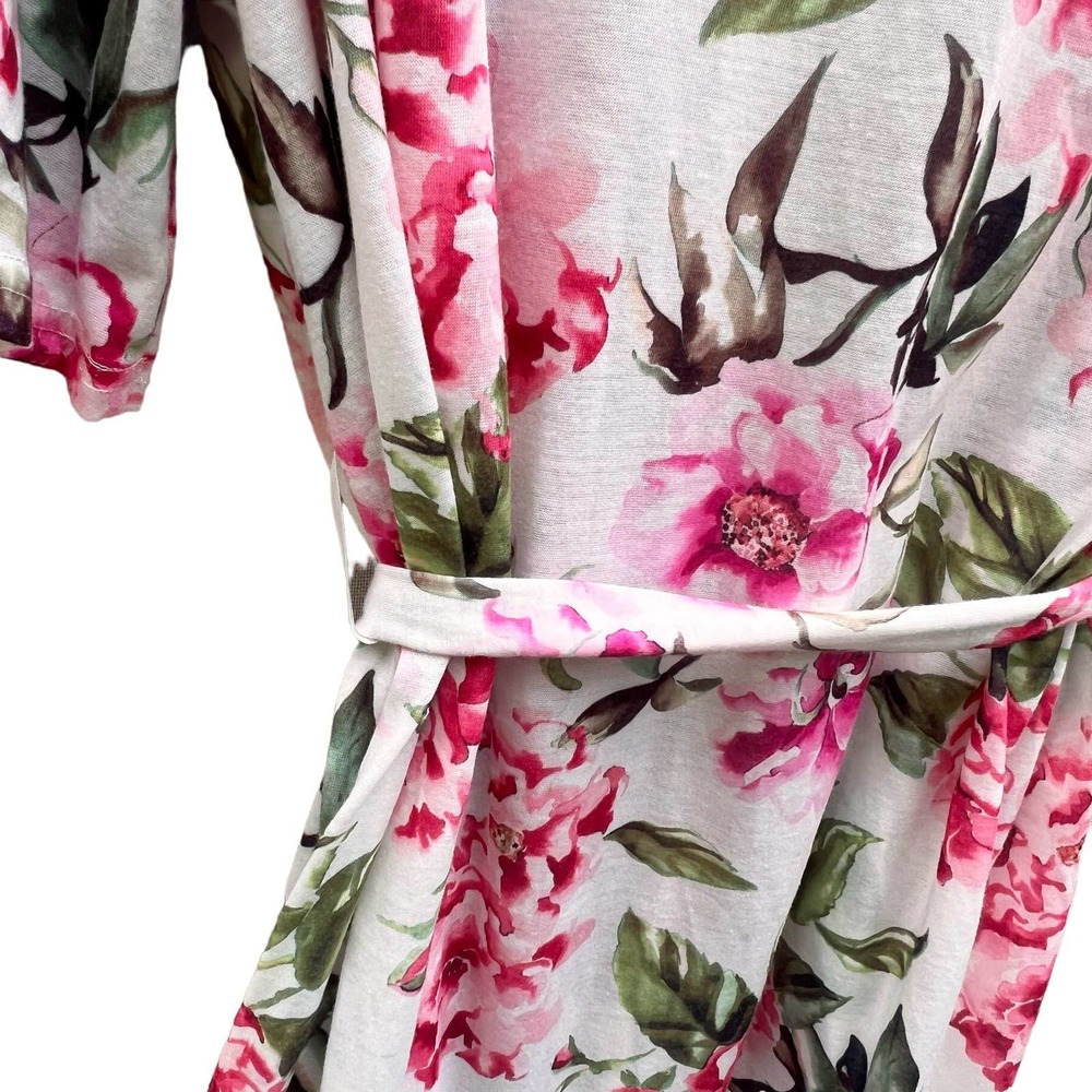 Show Me Your Mumu Brie Robe Floral Kimono Pink White OS Boho Bridal Lounge - Picture 12 of 13